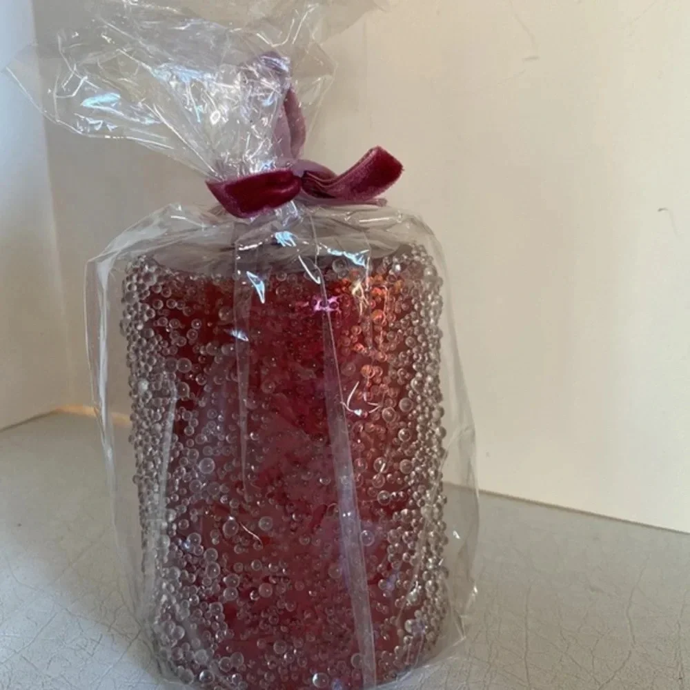 Z Gallerie Red Holiday Jeweled Candle NWT